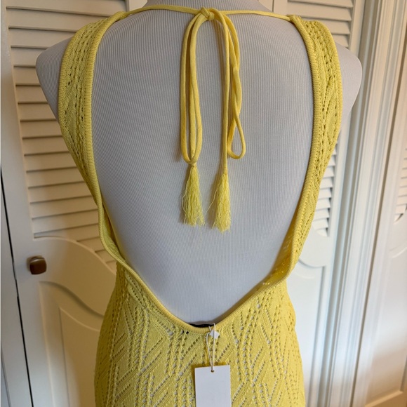 NWT Mango Butter Yellow Open-Word Knit Maxi Dress - Picture 8 of 8